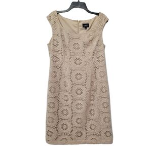 Adrianna Papell Lace Sheath Dress Size 16 Cream Neutral Wedding Guest MOB MOG